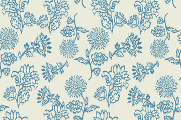 Ikat floral paisley saree sarong embroidery seamless pattern on background. Ikat ethnic oriental pattern traditional. Aztec style abstract vector illustration. design for ikat fashion texture,fabric