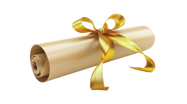 Gold diploma on transparent background