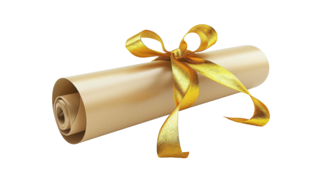 Gold diploma on transparent background