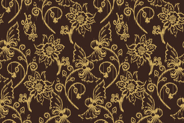 Motifs African paisley boho Floral Ikat seamless pattern embroidery border. Ethnic ikat flower design for Ikat pattern and Ethnic Pattern.Border indian floral Aztec embroidery border patterns.