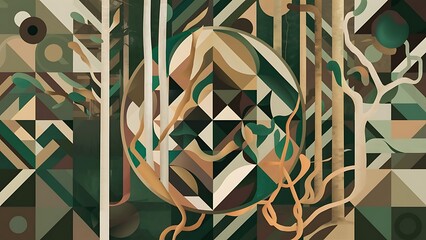 Modern Geometric Background Abstract Nature Forest