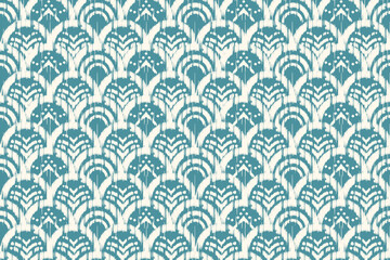 Ikat ethnic seigaiha fabric fish scales seamless pattern on background. geometric fish scales Seigaiha. for design ethnic seigaiha pattern fashion fabric design carpet, clothing, wrapping, wallpaper