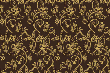 Hand drawn geometric African Ikat paisley embroidery. ethnic oriental ikat seamless pattern. abstract illustration design for wallpaper. Tribal ethnic vector texture. Aztec style. Folk embroidery.