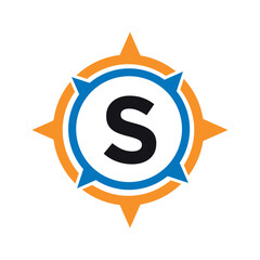 Initial compass  Logo combine with letter S vector template