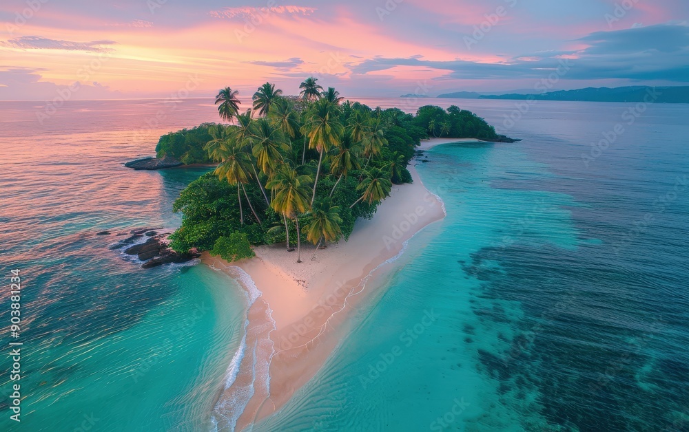 Wall mural Tropical Island Paradise at Sunrise