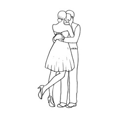 man lifted hugging woman - hand drawn doodle
