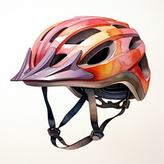 Fototapeta premium Watercolor Cycling helmet, clipart Illustration, Generative Ai
