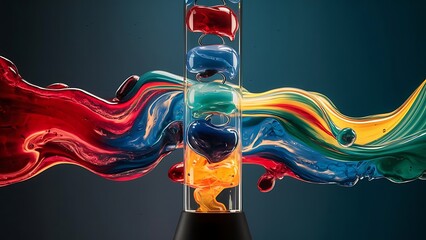 colorfull liquid acrylic paint or fluid bubble flow wallpaper