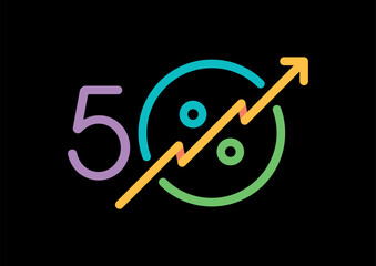 colorful 50 percent concept. statistics and 50 percent concept