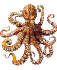 Fototapeta premium Close up of a detailed orange octopus tentacle on a white background