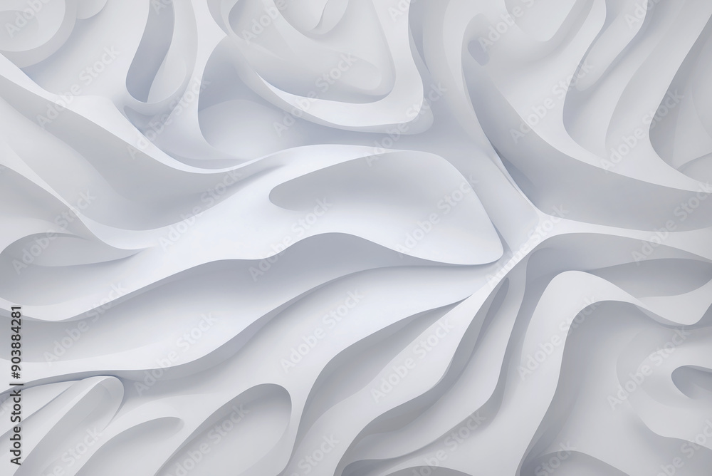 Fototapete abstract geometric texture with intersecting white waves and curved shapes. white background of geom