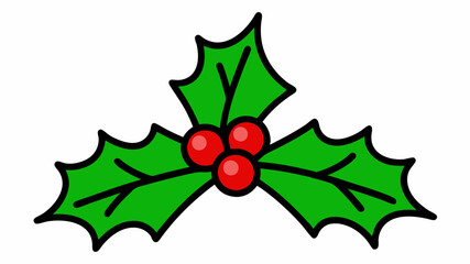 Christmas Holly Line Art Vector