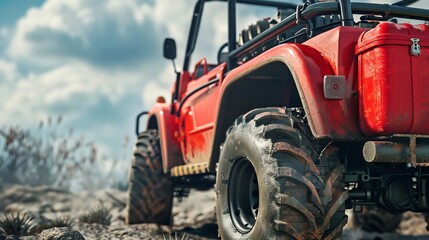 Obraz premium Rugged Red Essential Emergency Kit for OffRoad Adventures and Crisis Response