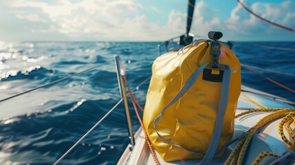 Sail Away with Style Vibrant Yellow Waterproof Bag on a Seafaring Journey