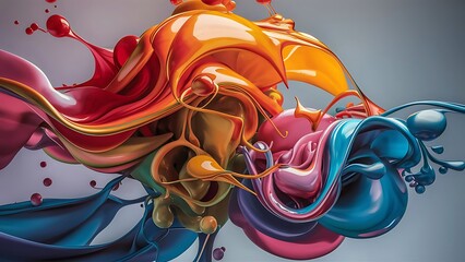 colorfull liquid acrylic paint or fluid bubble flow wallpaper