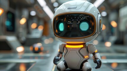 Cute Robot in a Futuristic Environment