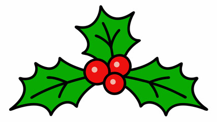 Christmas Holly Line Art Vector