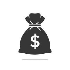 Money Bag icon with dollar symbol. Vector bold icon. Bag of money.