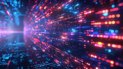 Fototapeta premium Abstract digital background with glowing lines and data flow.