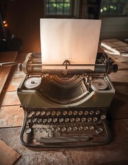Old typewriter with blank paper