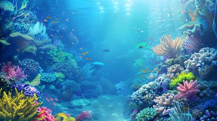 Fototapeta premium A colorful coral reef with tropical fish.
