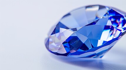 Fototapeta premium Exquisite CloseUp of Polished Tanzanite Gemstone with Crisp Facets and Vibrant Blue Hues