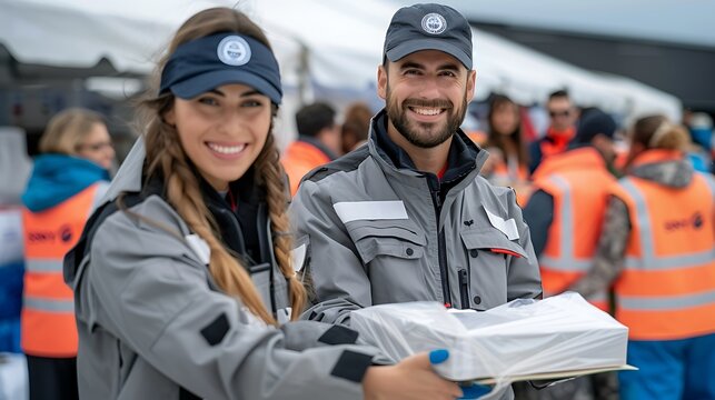 A humanitarian aid worker distributing supplies to a group of people representing World Humanitarian Day taken with lens more clarity with clear light and sharp focus high detailed