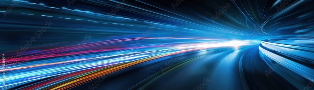 Poster dynamic light trails create a vibrant sense of motion and energy, perfect for conveying speed and in