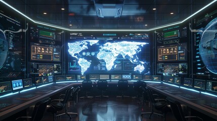 Global Economic Powerhouse Realtime Command Center with Interactive Maps and Screens