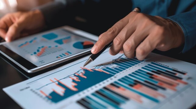 Financial Analyst Explaining Graphs