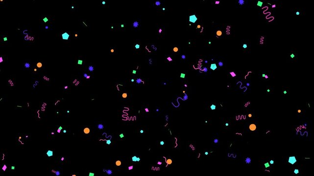 2d Colorful party confetti particles animation motion graphic with alpha background