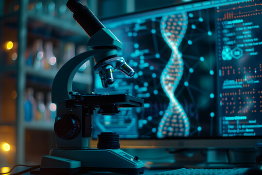 Research medical DNA lab science biotechnology scientist laboratory clinic medicine chemistry. Medical analysis DNA research equipment technology test microscope work health scientific computer gene
