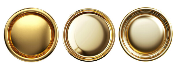 set of gold rectangle frame round circle shape transparent background