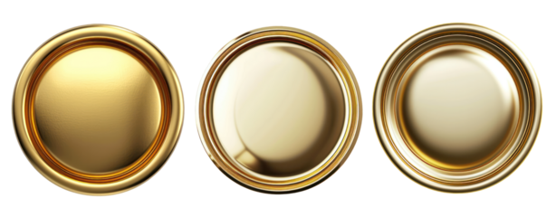 set of gold rectangle frame round circle shape transparent background