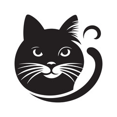 Obraz premium Funny cats silhouette black animal cartoon collection vector illustration isolated on white background