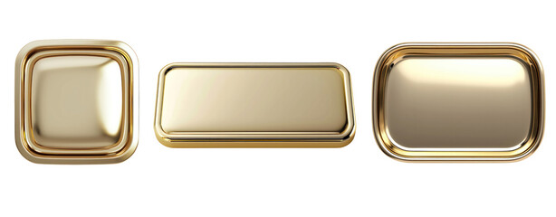 set of different square shape gold rectangle frame shape transparent background