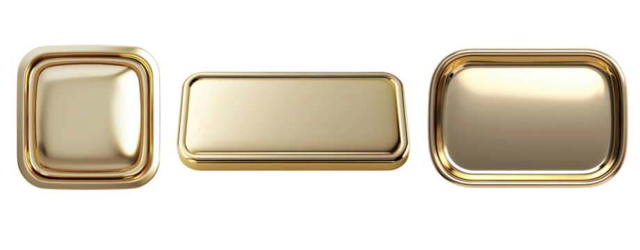 set of different square shape gold rectangle frame shape transparent background