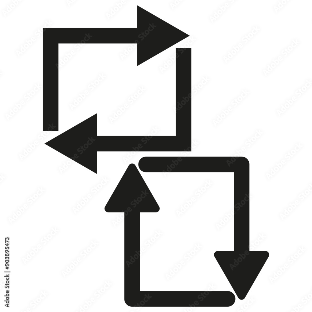 Poster loop arrows icon. black rotation symbol. vector illustration. directional elements.