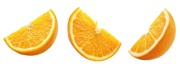 set of three orange sliced half circle transparent background