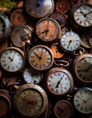 Collection of rusty vintage clock