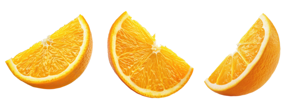 set of three orange sliced half circle transparent background