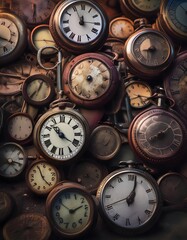 Collection of rusty vintage clock