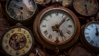 Collection of rusty vintage clock