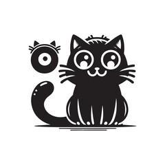 Obraz premium Funny cats silhouette black animal cartoon collection vector illustration isolated on white background