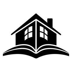 Book house line logo icon design illustration.	