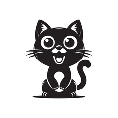 Obraz premium Funny cats silhouette black animal cartoon collection vector illustration isolated on white background