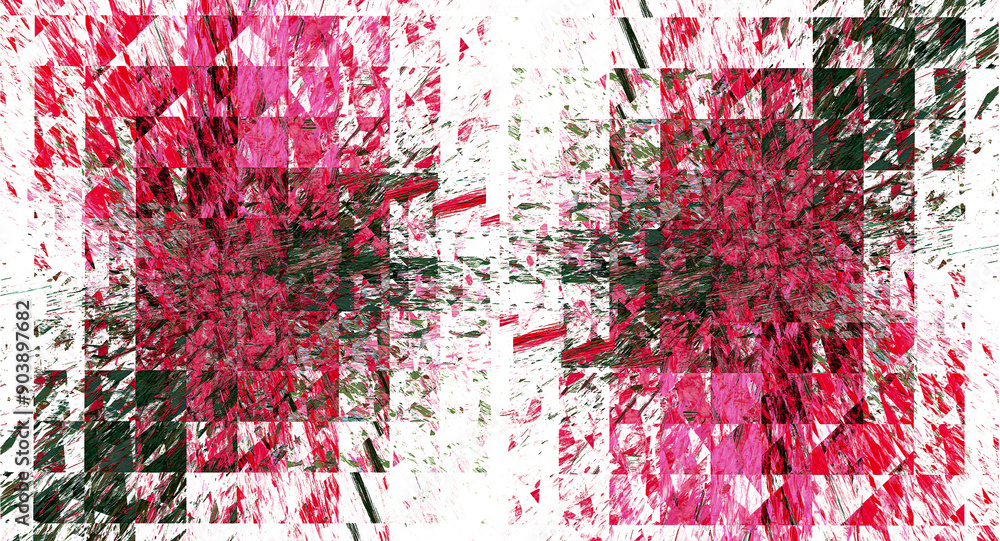 Aufkleber abstract fractal background with flares on a red - green lattice. 3d rendering. 3d illustration.