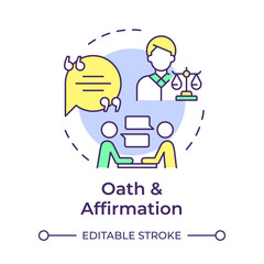 Oath and affirmation multi color concept icon. Regulatory compliance, compromise. Round shape line illustration. Abstract idea. Graphic design. Easy to use in infographic, presentation