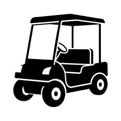Golf cart front view icon silhouette vector art illustration