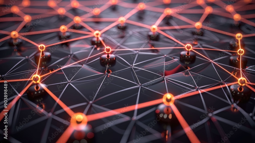 Poster abstract network with glowing nodes and interconnected lines